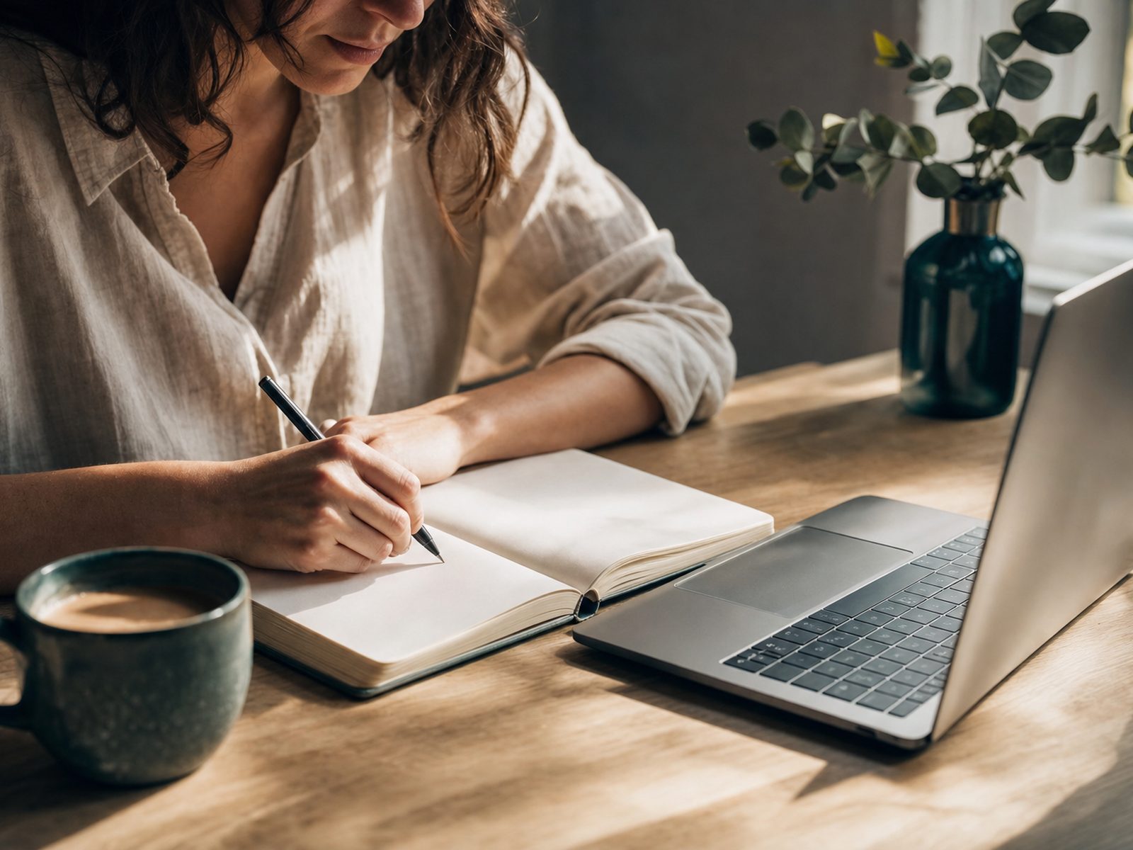 A candidate mapping out a career plan at a desk